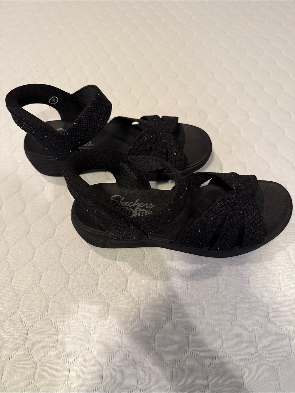Skechers Women’s Arya Black Sparkling Praise Hands Free Sandals